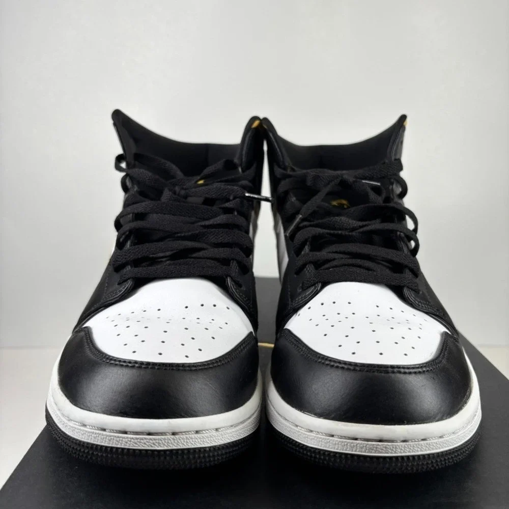 Air Jordan 1 Mid White/Pollen Black Men's US 13 University Gold Shoes 554724-177